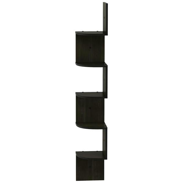 WALPLUS 5 Tier Wall Mount Floating Radial Corner Shelf, Espresso perfect for organized storage and display