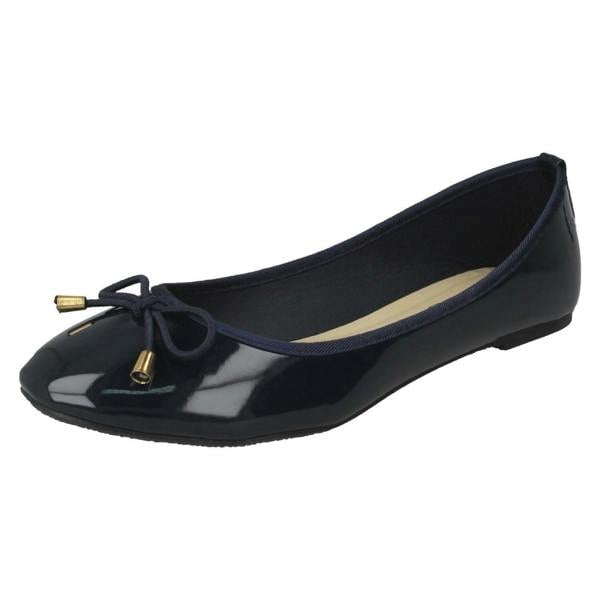 Spot On Ladies Spot On Patent Ballerina Shoes