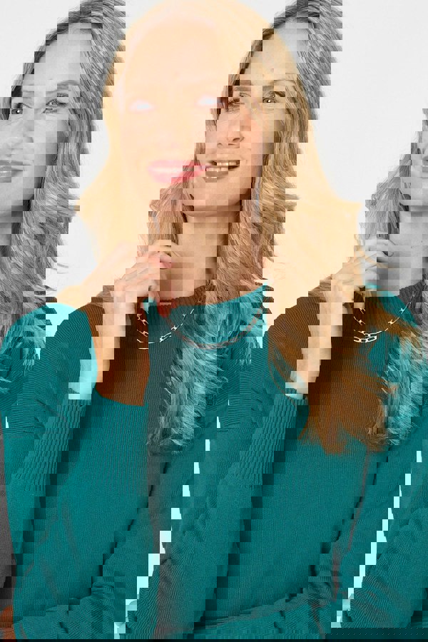 Green | Long Sleeve Split Hem Slim Jumper
