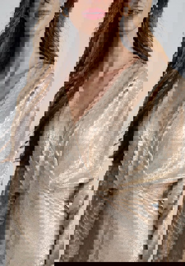 Paloma Metallic V-Neck Maxi Dress In Gold