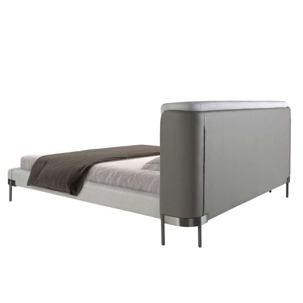 Angel Cerdá Light Grey Fabric and Dark Grey Leatherette Bed 7156