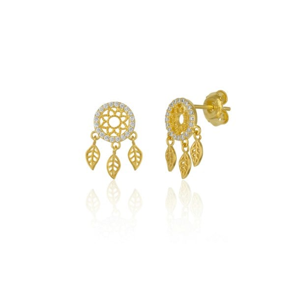 Spero London Braided Dreamcatcher Sterling Silver Drop Stud Earrings