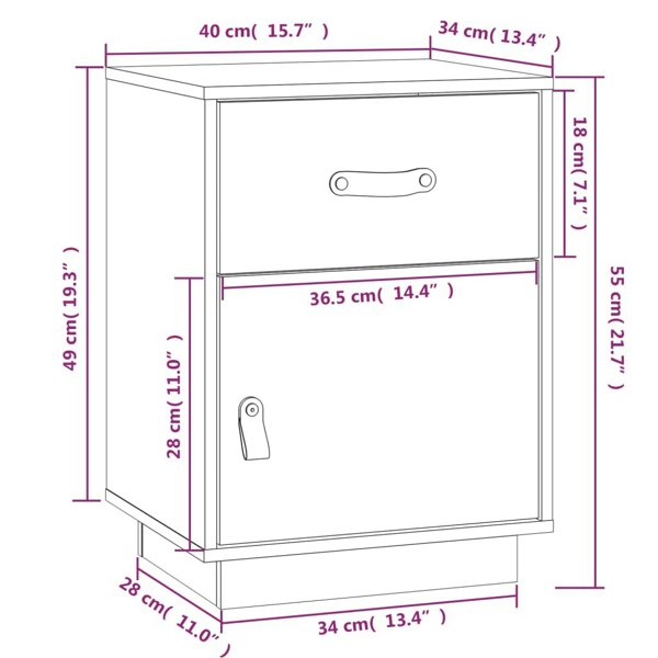 Berkfield Bedside Cabinets 2 pcs Grey 40x34x55 cm Solid Wood Pine