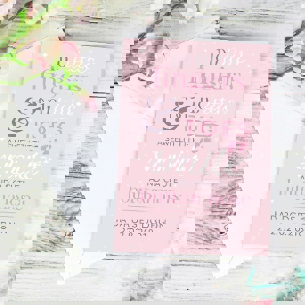 Personalised Memento Company Personalised '10 Little Fingers' Pink Baby Card