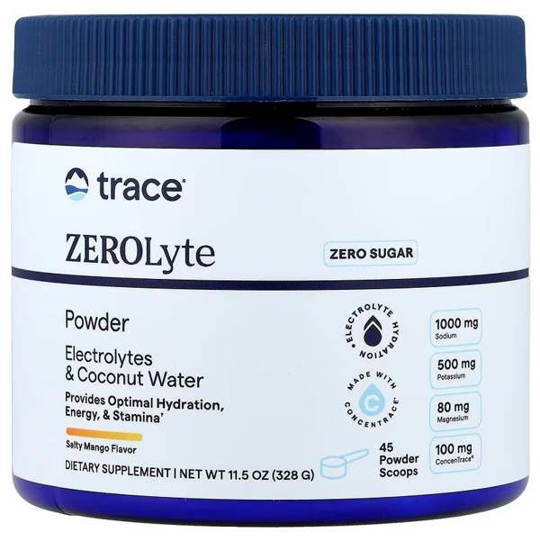 Trace Minerals ZEROLyte Powder, Salty Mango - 328g