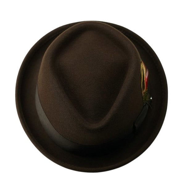 Gamble & Gunn 'New Orleans II' Brown Wool Diamond Top Pork Pie Hat