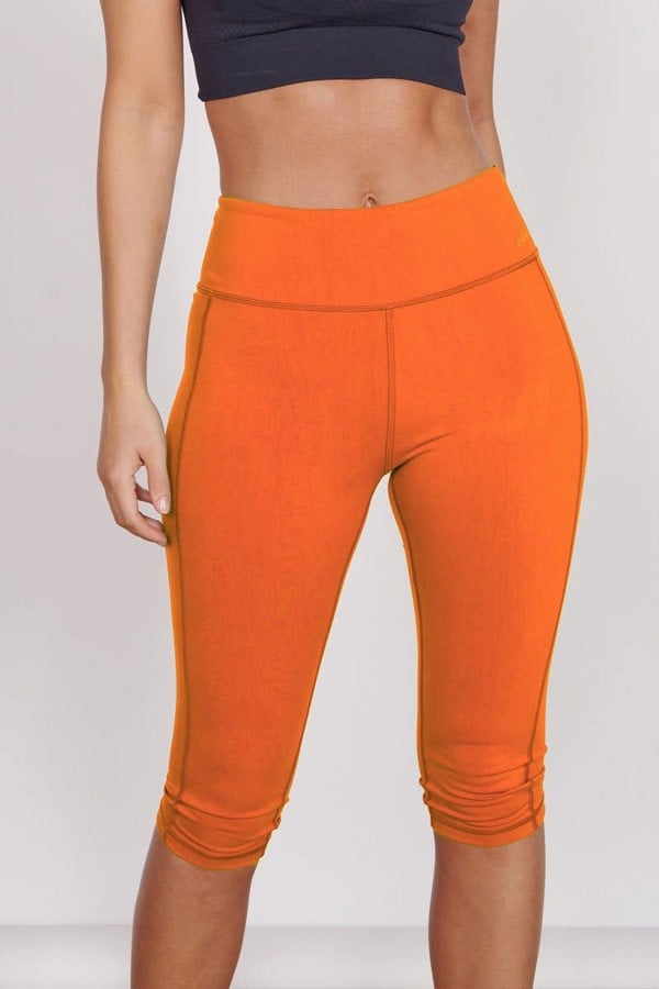 Jeetly.comTaylor Orange 3/4 Sports LeggingsActivewear