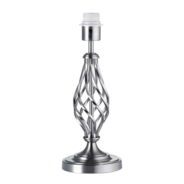 Traditional Brushed Satin Nickel Table Lamp Base with Twist Metal Stem Design Image 1