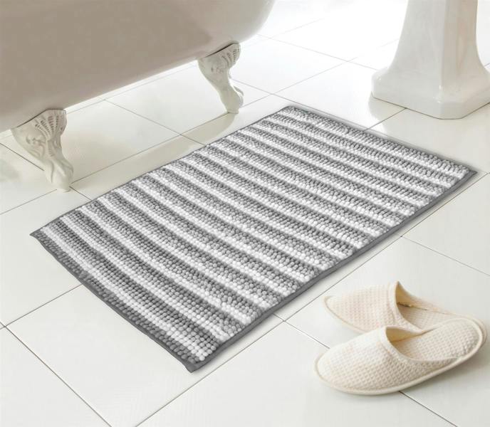 Striped Chenille Loop Bath Mat