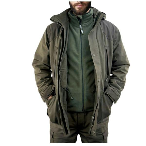 Man wearing the Game Forrester jacket highlighting the spacious pockets and easy access