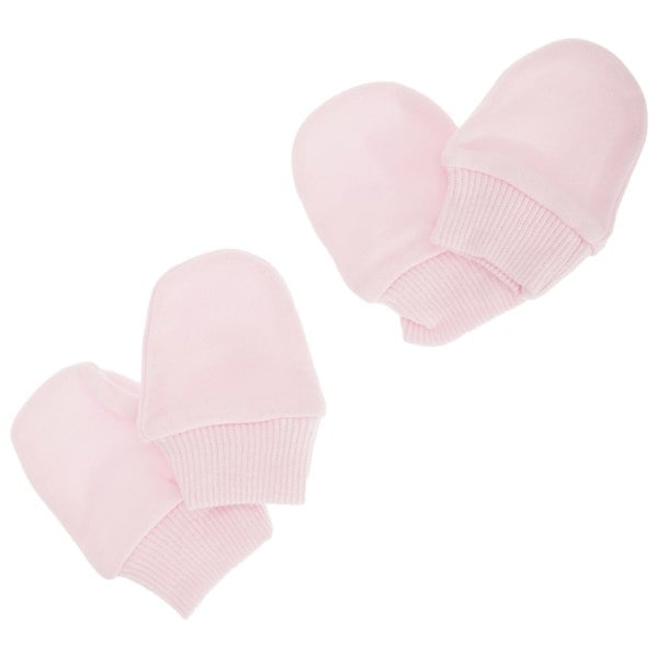 Universal Textiles Baby Newborn 100% Cotton Elasticated Scratch Mittens (Pack Of 2 Pairs) - Pink