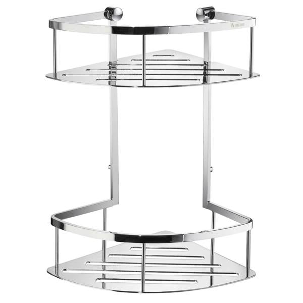 Polished chrome double corner shower basket