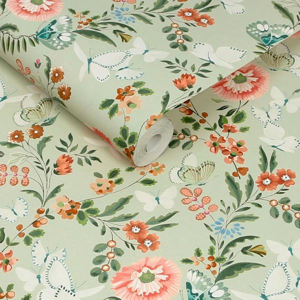 Cath Kidston Butterfly Dance Sage Wallpaper