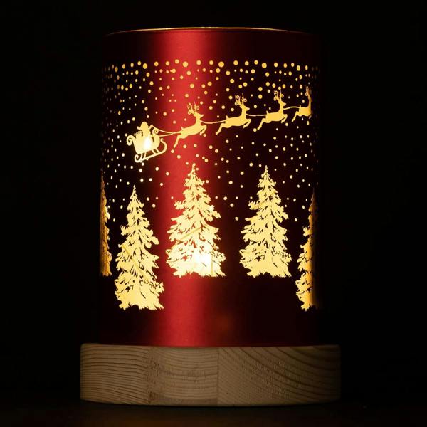 16cm Christmas Decorated Vase Table Lamp with Santa Sleigh Scene, Warm White LED Indoor Decoration image 6