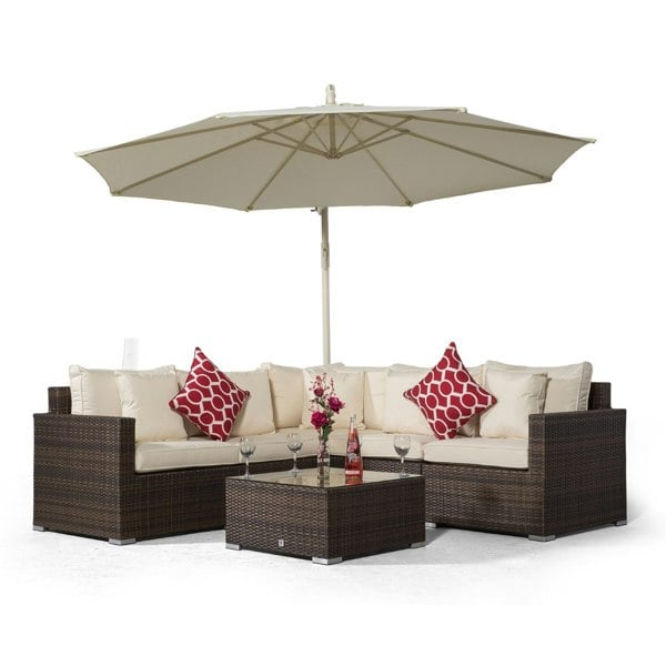 Giardino Havana 5 Seat Outdoor Rattan Corner Sofa Set with Coffee Table