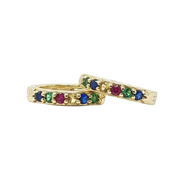 Sapphire Emerald Citrine Ruby Gemstone Gold Plated Huggie Hoops