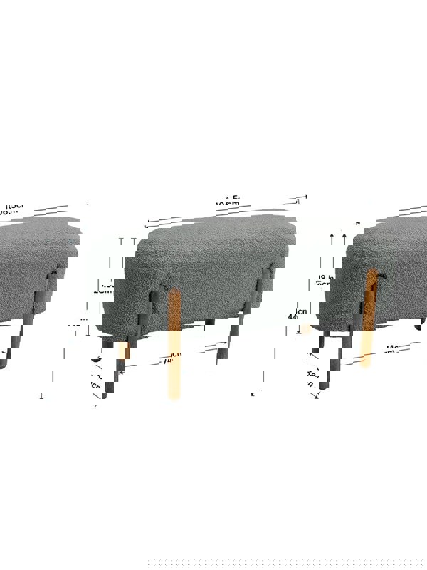 Living and Home Grey Polar Fleece Oval Shaped Bench Entryway Shoe Changing Stool