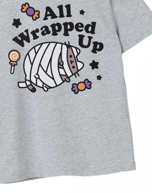Pusheen Girls Grey Halloween Mummy Short Sleeved T-Shirt