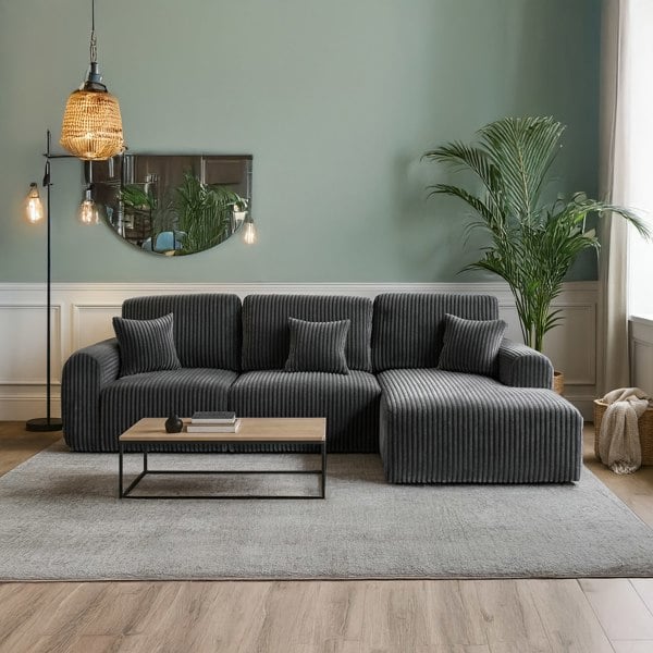 Furnishings For Less Vinci Soft Chunky Jumbo Cord 4 Seater Corner Sofa