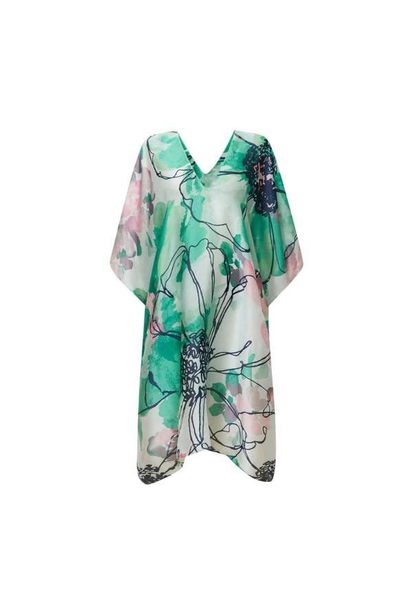 James Lakeland Green Floral Sketch Kaftan