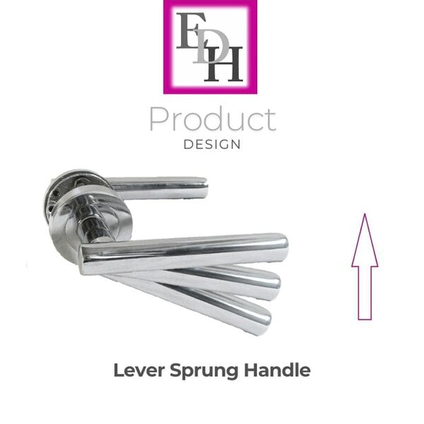 EDH Door Hardware Modern Chrome Straight T-Bar Door Handles with Round Rose + Tubular Latch