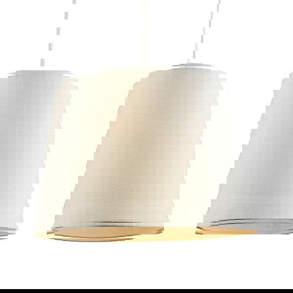 Contemporary Off-White Linen Fabric Drum Lampshade with Cotton Inner Image 2