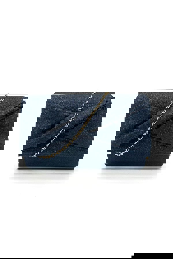 Pluspup Pleated Glitter Clutch Bag with Chain Strap