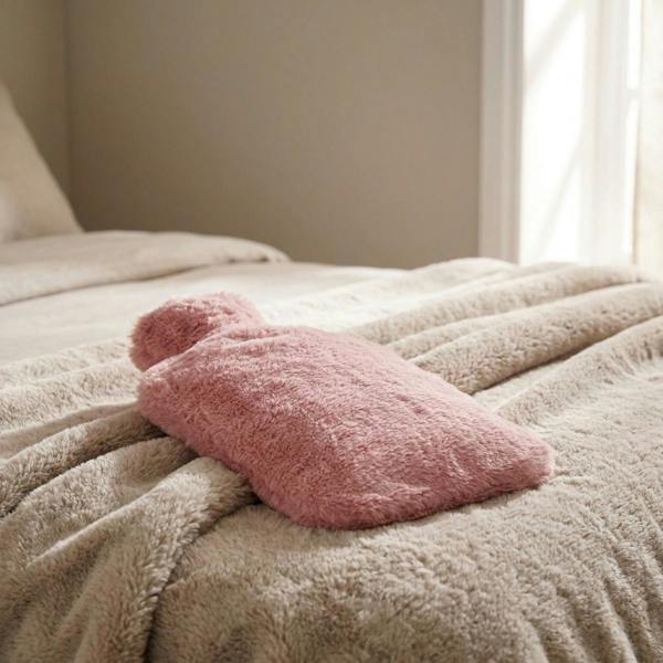 Garden Greatness Blush Pink Faux Fur Muff Hot Water Bottle
