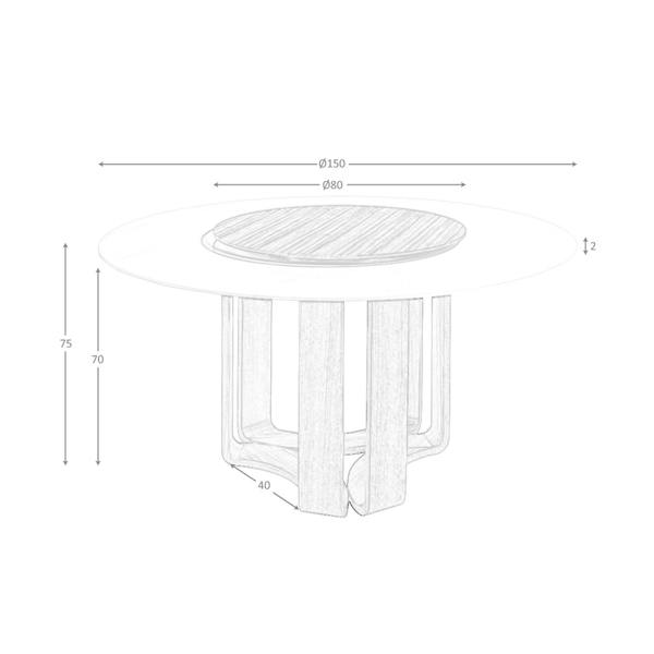 Angel Cerdá Round porcelain marble and walnut dining table 1137