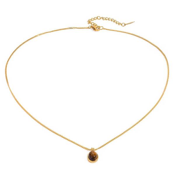 Elk & Bloom 14K Gold Drop Earth Stone Pendant Necklace