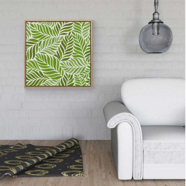 Warren Reed Green Leaf Pattern Framed Canvas