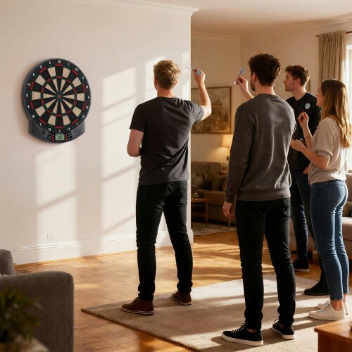 HOMCOM Electronic Dartboard 26 Games,185 Variations with 6 Darts Ready-to-Play