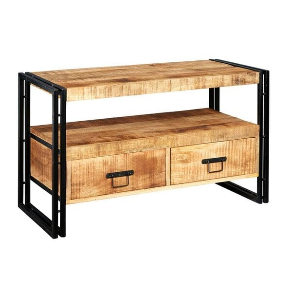 Wyld Haus Toivakka Industrial Reclaimed Wood and Metal TV Unit 2 Drawers