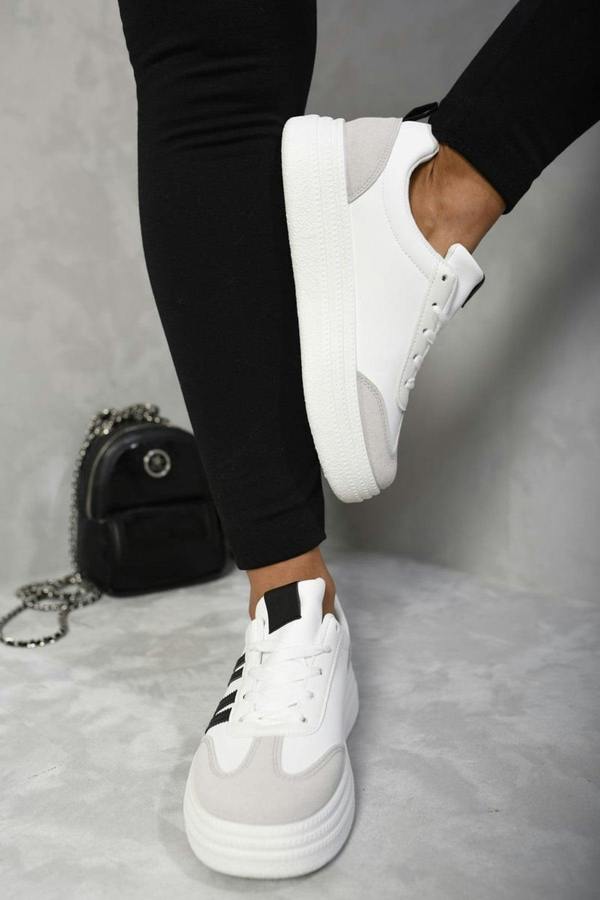 Annie Striped Lace Up Trainers - Black