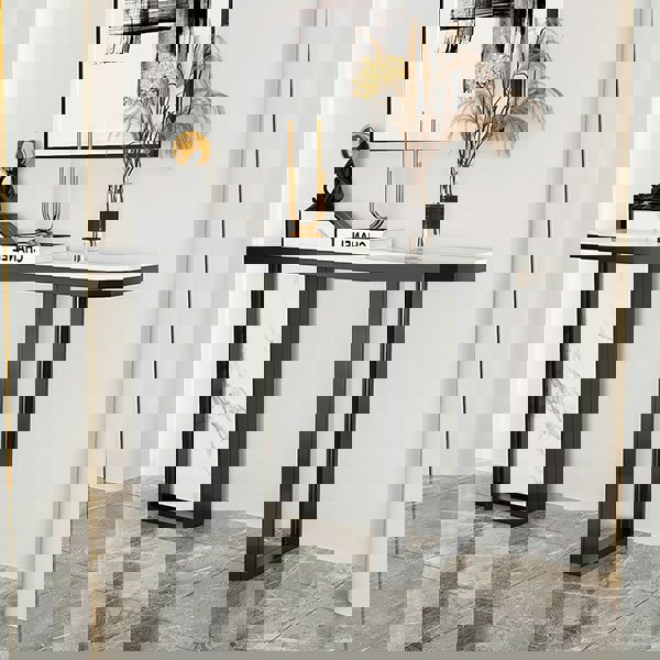 Huli Metal Modern Console Table, Black & White-Rit Concept-Rit Concept