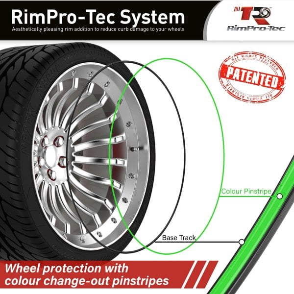 RimPro-Tec Group 4x Black Base's 4x Lime Green Pinstripe's / RimPro-Tec® Wheelbands™ car wheel styling kit