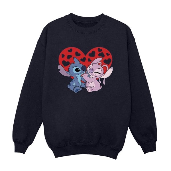 Disney Girls Lilo & Stitch Hearts Sweatshirt - Navy Blue