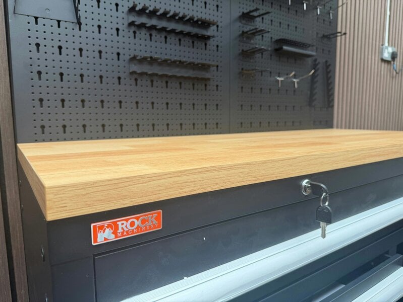 Rock Machinery Rock RT-063 47" Steel wooden toped tool chest with draws and cabinets