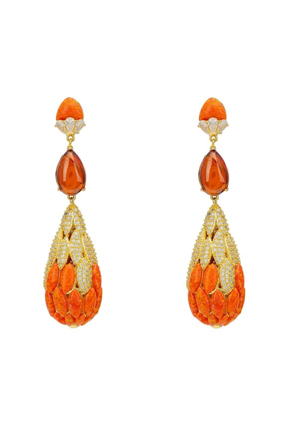 Latelita Carmen Fire Opal Drop Earrings Gold