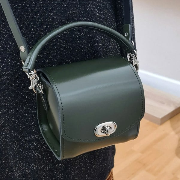 Zatchels Bauble Handmade High Shine Leather Handbag - Ivy Green