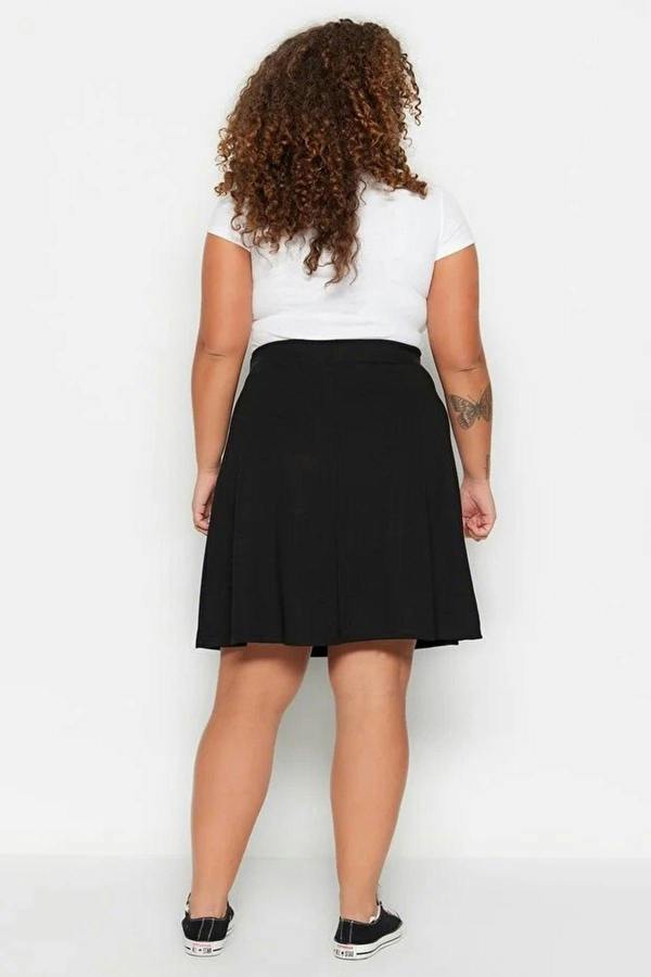 WOVCOR Elastic Waist Mini Knitted Plus Size Skirt