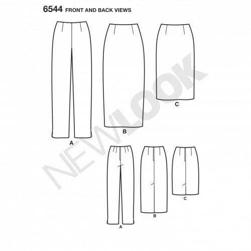 New Look Sewing Pattern 6544, Trousers, Skirts for Women, A (10-12-14-16-18-20-22) - Easy