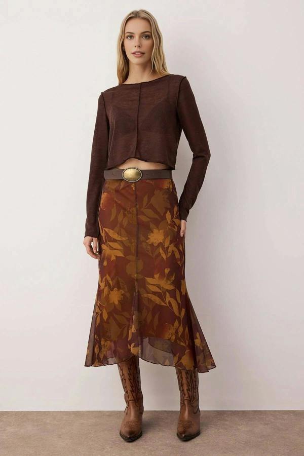 WOVCOR Tulle Stretch Knit Skirt