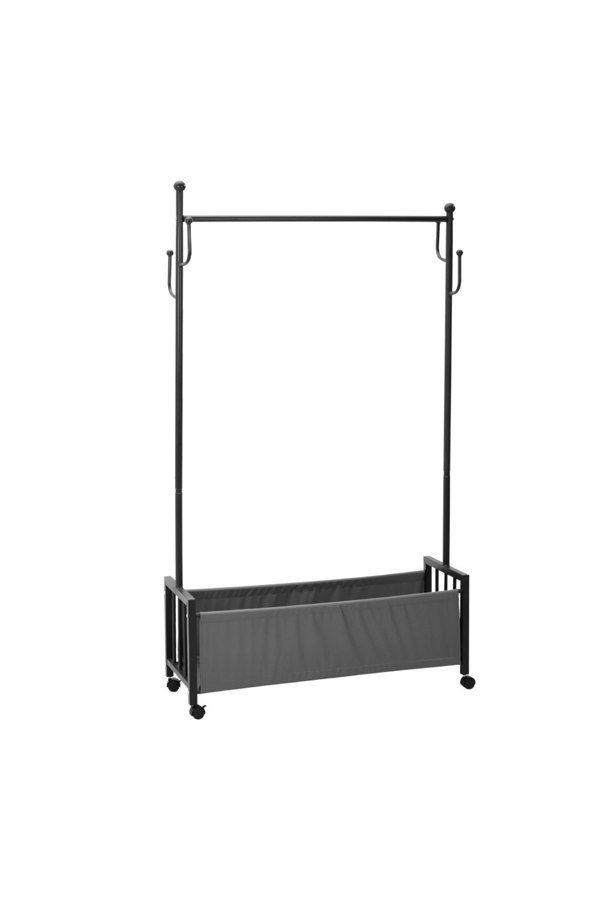 Living and Home Free Standing Clothes Rack with Bottom Basket and Wheels