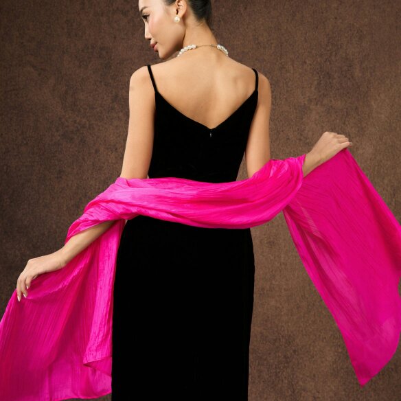 Hot Pink Silk Scarf – Hand-Dyed Mulberry Silk, Party Wrap & Gift for Her