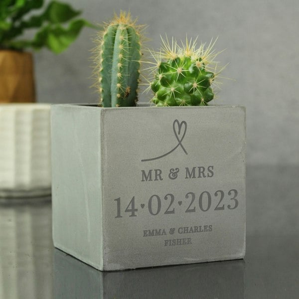 Personalised Memento Company Personalised Special Date Concrete Plant Pot