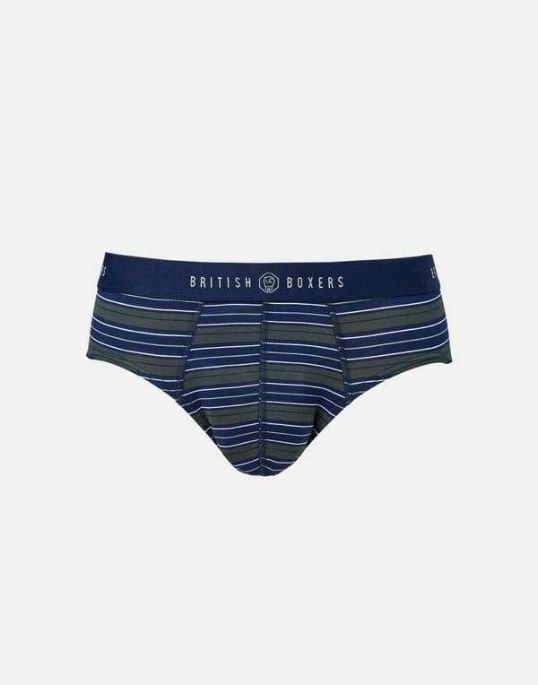 British Boxers Men's Bamboo Brief - Forest at Dusk Stripe