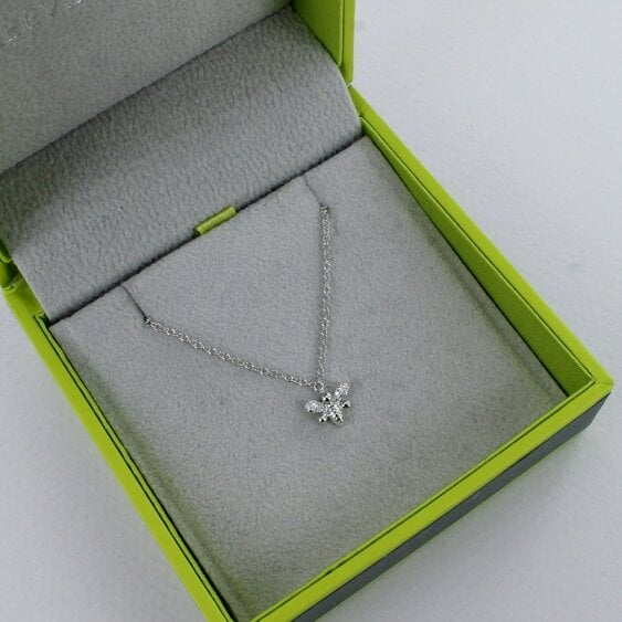 Reeves & Reeves 14K Solid Gold and Diamond Bee Necklace