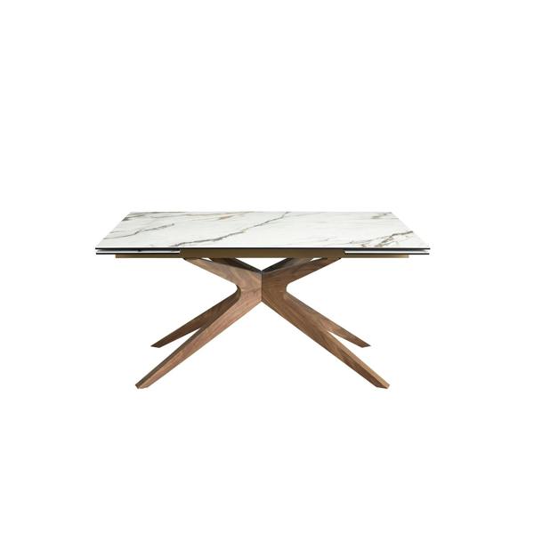 Angel Cerdá Rectangular extendable dining table in porcelain marble and walnut 1157