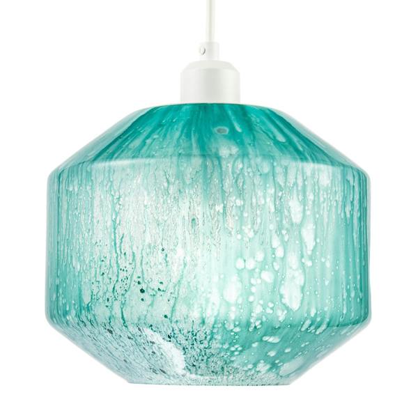 Modern Aqua Teal Reactive Mottled Glass Pendant Ceiling Light Shade Image 4